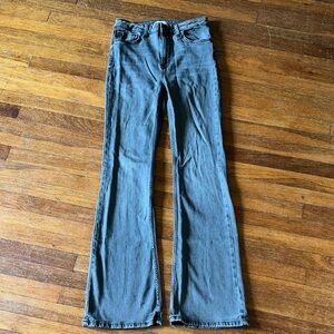 Forever 21 Premium High Rise Flare Jeans, Gray, Sz 28